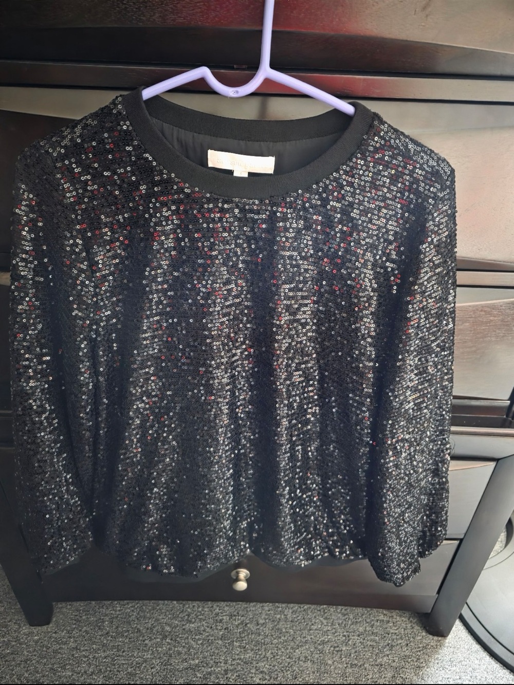 Black Sequin Women's Fleece Sweater